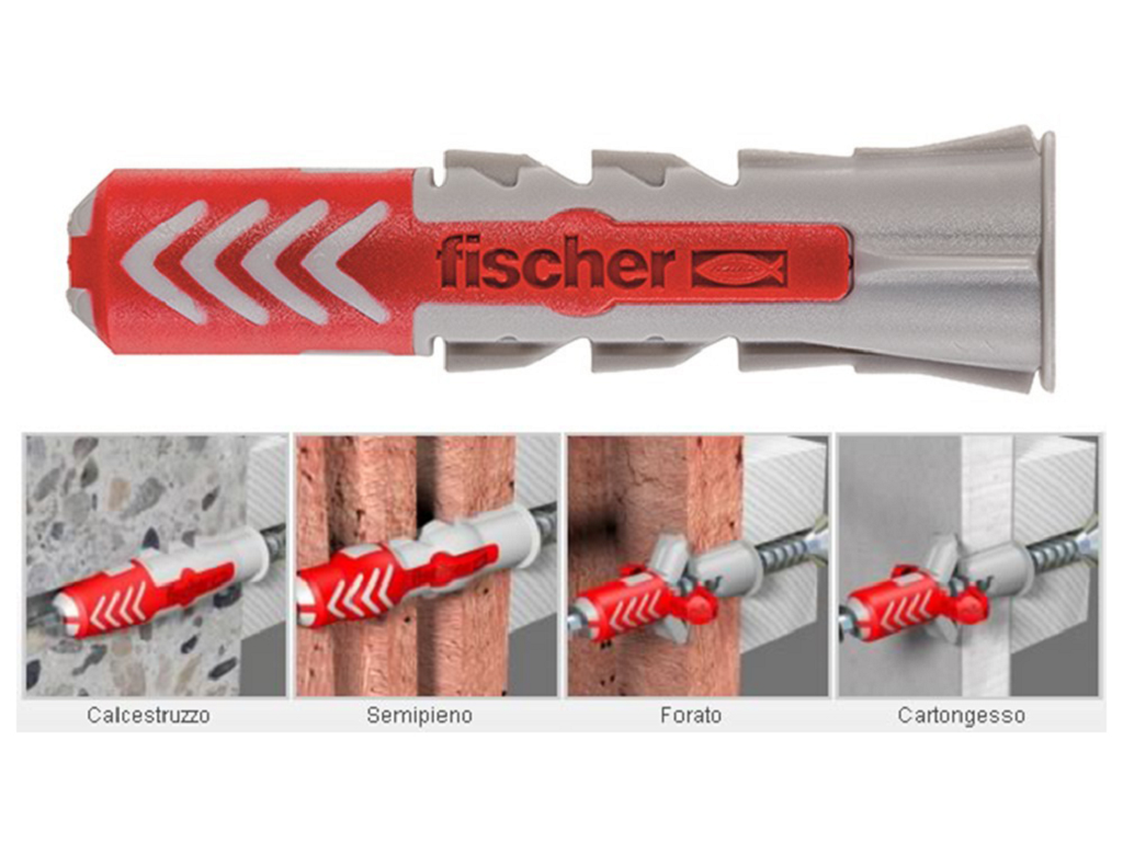 duopower tassello nylon con bordo 3 espandenti pz100 fischer.png Duopower 8 S Tassello Nylon con bordo 3 Espandenti pz.100 | Fischer - immagine 1